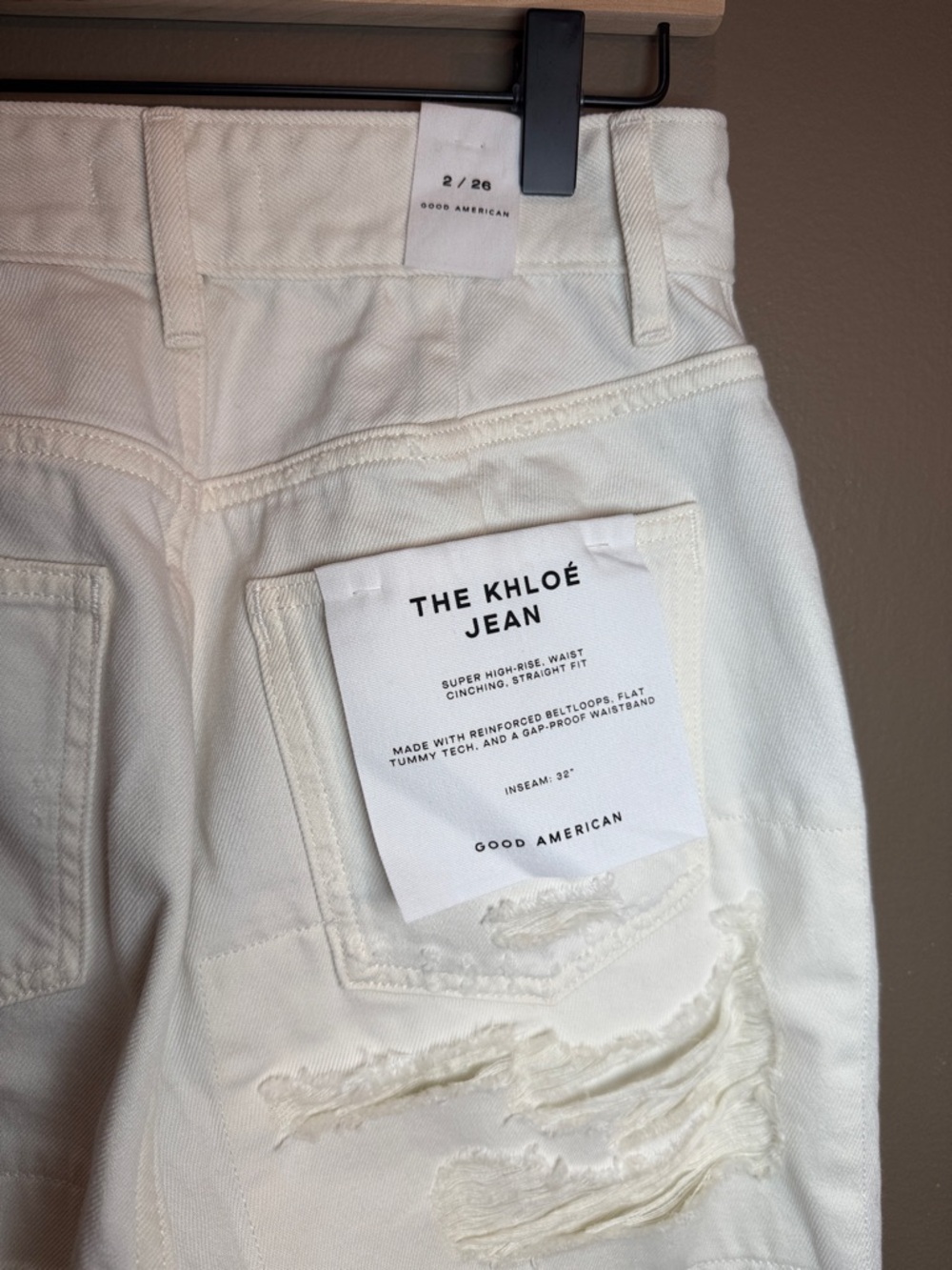 Good American Khloe Jeans White Distressed Flare 2/26 NWT- Flawed - Picture 4 of 11